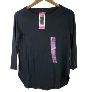Isaac Mizrahi New York Women's 3/4 Sleeve Tee Size Small Black Cotton NWT